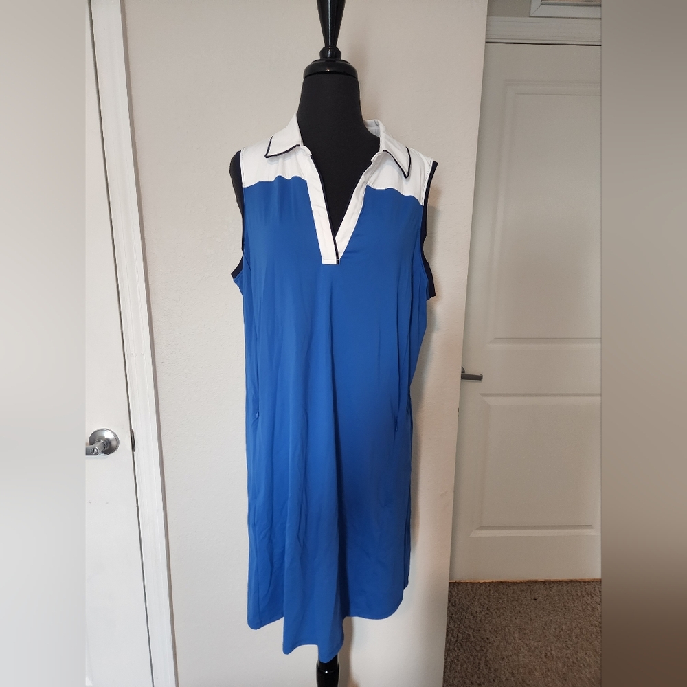 Kinona Blue and White Sleeveless Dress